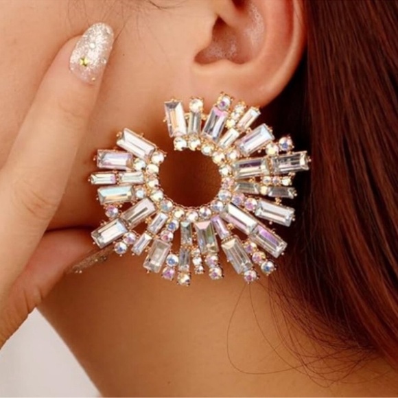 Anthropologie Jewelry - Bridalia Crystal Circle Earrings